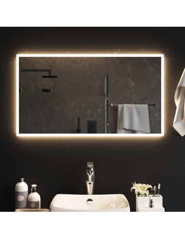 Specchio da bagno LED Trasparente 90 x 50 cm vetro temperato