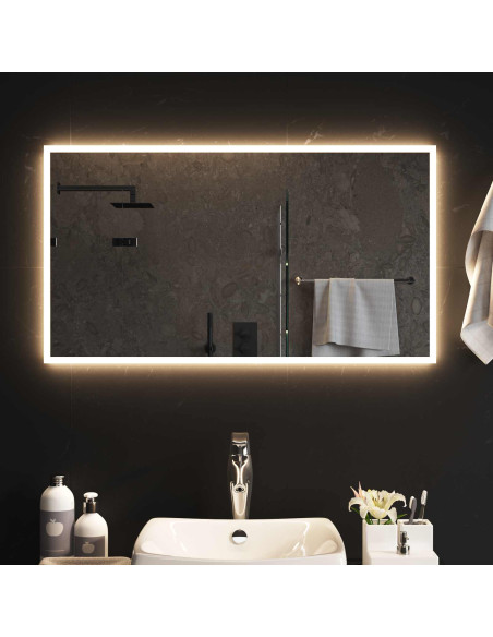 Specchio da bagno LED Trasparente 90 x 50 cm vetro temperato