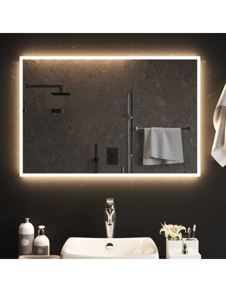 Specchio da bagno LED Trasparente 90 x 60 cm vetro temperato