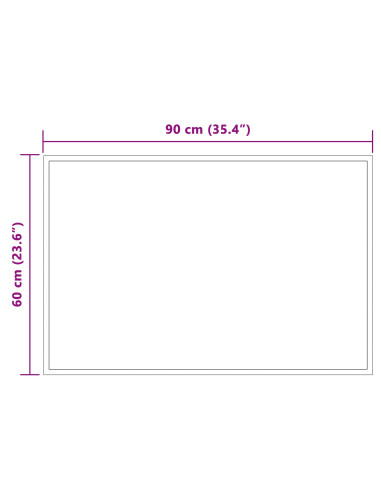 Specchio da bagno LED Trasparente 90 x 60 cm vetro temperato