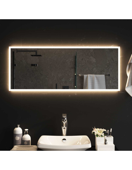 Specchio da bagno LED Trasparente 100 x 40 cm vetro temperato