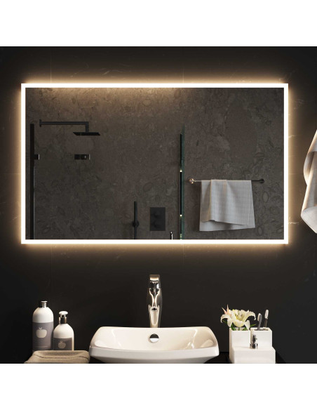 Specchio da bagno LED Trasparente 100 x 60 cm vetro temperato