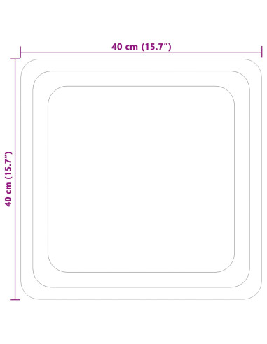 Specchio da bagno LED Trasparente 40 x 40 cm vetro temperato