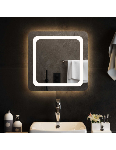 Specchio da bagno LED Trasparente 50 x 50 cm vetro temperato