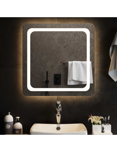 Specchio da bagno LED Trasparente 60 x 60 cm vetro temperato