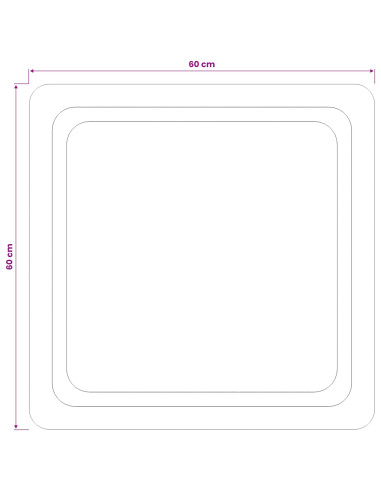 Specchio da bagno LED Trasparente 60 x 60 cm vetro temperato