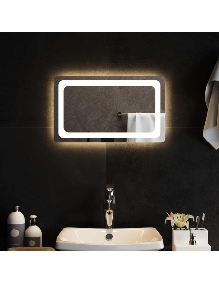 Specchio da bagno LED Trasparente 50 x 30 cm vetro temperato