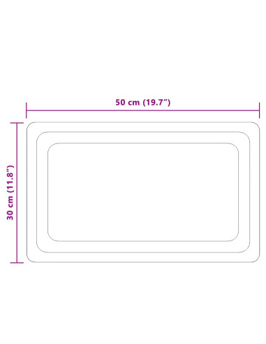 Specchio da bagno LED Trasparente 50 x 30 cm vetro temperato