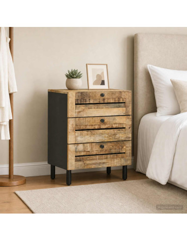 Comodino Naturale 50 x 33 x 62 cm Legno di mango massello