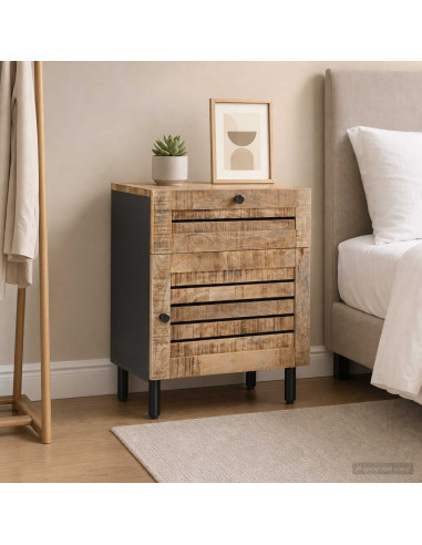 Comodino Naturale 50 x 33 x 60 cm Legno di mango massello