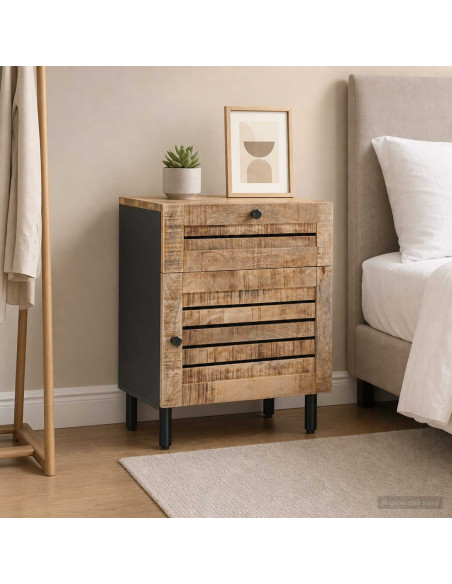 Comodino Naturale 50 x 33 x 60 cm Legno di mango massello