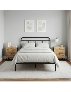 Comodino 2 pz Naturale 40 x 33 x 46 cm Legno di mango massello