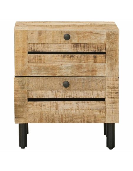 Comodino 2 pz Naturale 40 x 33 x 46 cm Legno di mango massello
