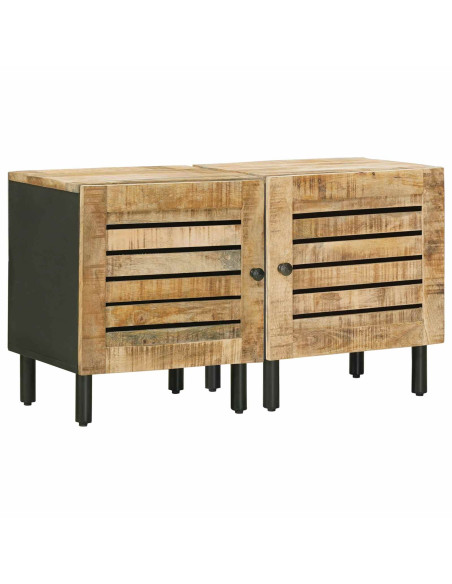 Comodino 2 pz Naturale 40 x 33 x 46 cm Legno di mango massello