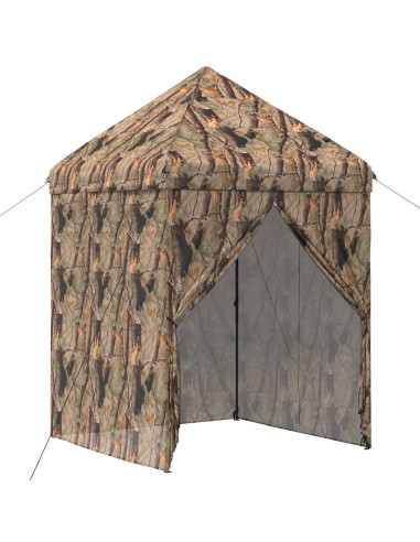 Gazebo Pop-up con 4 Pareti Mimetico Foresta Acciaio POLYSTER
