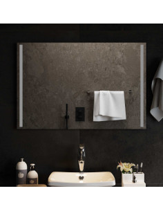 Specchio da bagno LED Trasparente 90 x 60 cm vetro temperato