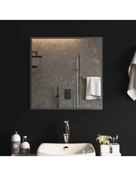 Specchio da bagno LED Trasparente 60 x 60 cm vetro temperato