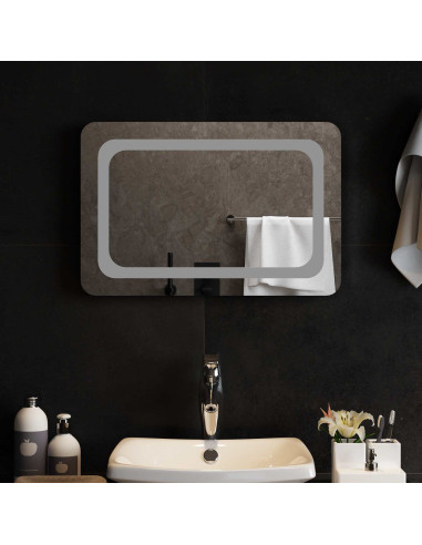 Specchio da bagno LED Trasparente 60 x 40 cm vetro temperato