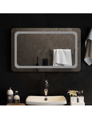 Specchio da bagno LED Trasparente 80 x 50 cm vetro temperato