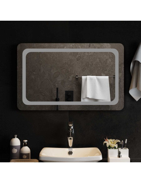 Specchio da bagno LED Trasparente 80 x 50 cm vetro temperato