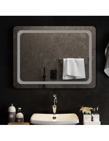 Specchio da bagno LED Trasparente 80 x 60 cm vetro temperato