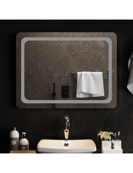 Specchio da bagno LED Trasparente 80 x 60 cm vetro temperato