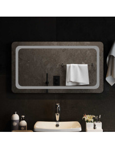 Specchio da bagno LED Trasparente 90 x 50 cm vetro temperato