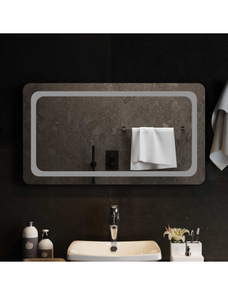 Specchio da bagno LED Trasparente 90 x 50 cm vetro temperato