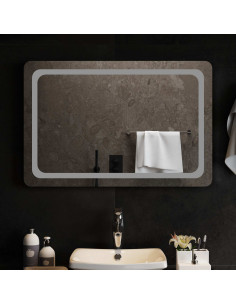 Specchio da bagno LED Trasparente 90 x 60 cm vetro temperato
