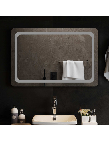 Specchio da bagno LED Trasparente 90 x 60 cm vetro temperato