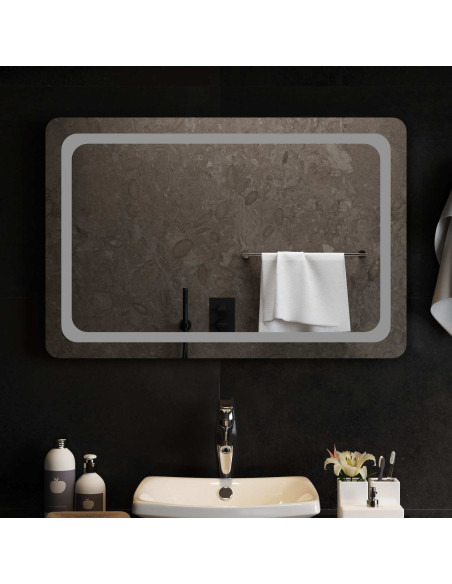 Specchio da bagno LED Trasparente 90 x 60 cm vetro temperato