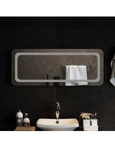 Specchio da bagno LED Trasparente 100 x 40 cm vetro temperato