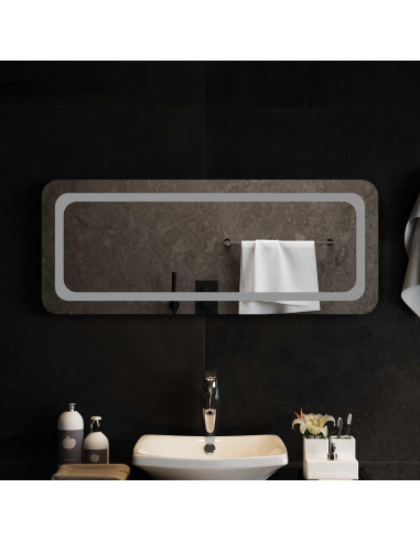 Specchio da bagno LED Trasparente 100 x 40 cm vetro temperato