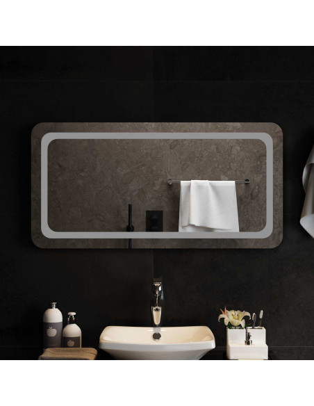 Specchio da bagno LED Trasparente 100 x 50 cm vetro temperato