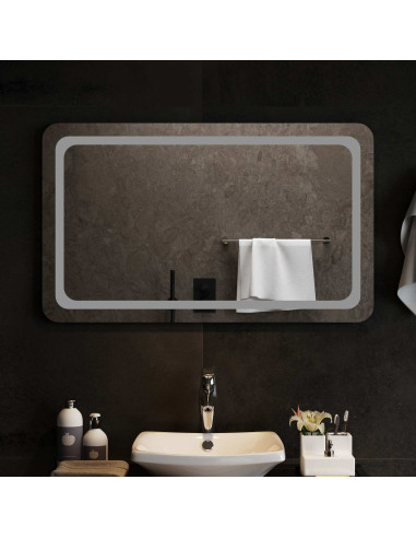 Specchio da bagno LED Trasparente 100 x 60 cm vetro temperato
