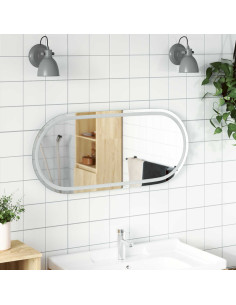 Specchio da bagno LED Trasparente 100 x 45 cm vetro temperato