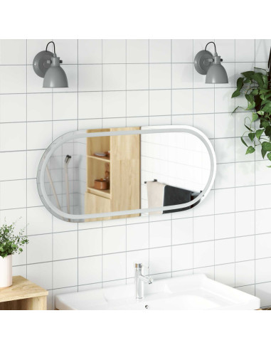 Specchio da bagno LED Trasparente 100 x 45 cm vetro temperato