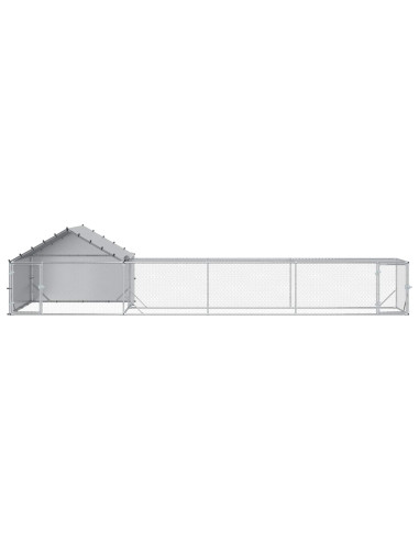 Gabbia per Galline con Tetto e Giardino 2 pz Argento