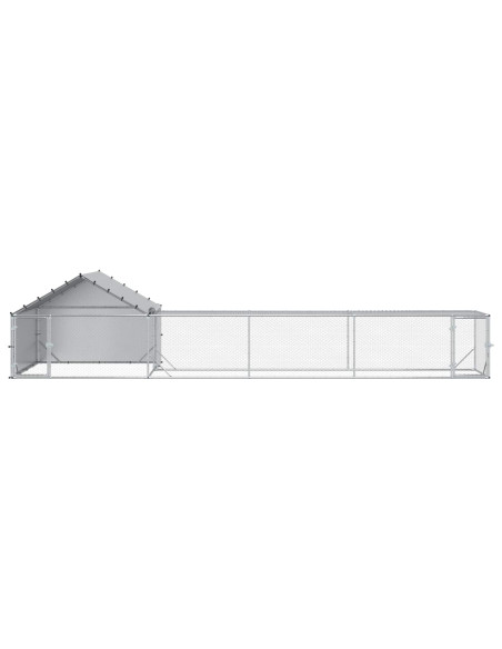 Gabbia per Galline con Tetto e Giardino 2 pz Argento
