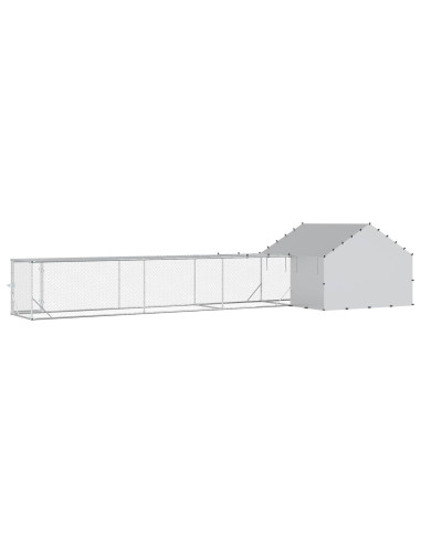 Gabbia per Galline con Tetto e Giardino 2 pz Argento