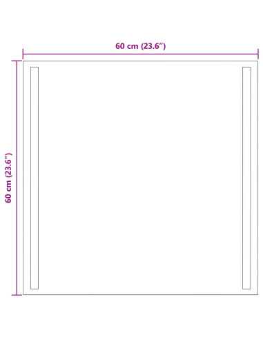 Specchio da bagno LED Trasparente 60 x 60 cm vetro temperato