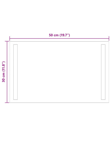Specchio da bagno LED Trasparente 50 x 30 cm vetro temperato