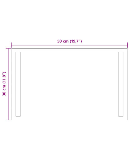 Specchio da bagno LED Trasparente 50 x 30 cm vetro temperato