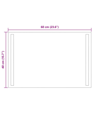 Specchio da bagno LED Trasparente 60 x 40 cm vetro temperato