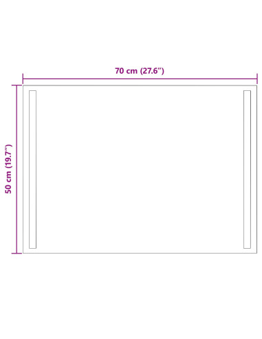 Specchio da bagno LED Trasparente 70 x 50 cm vetro temperato