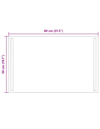 Specchio da bagno LED Trasparente 80 x 50 cm vetro temperato