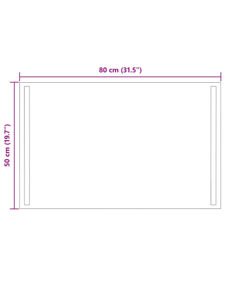 Specchio da bagno LED Trasparente 80 x 50 cm vetro temperato