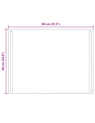 Specchio da bagno LED Trasparente 80 x 60 cm vetro temperato
