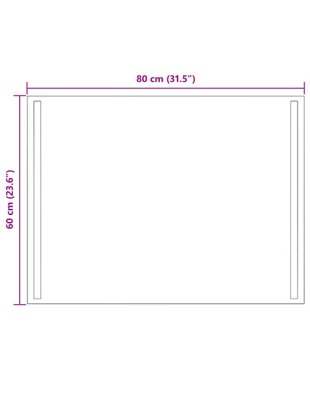 Specchio da bagno LED Trasparente 80 x 60 cm vetro temperato