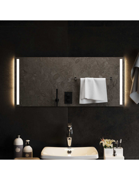 Specchio da bagno LED Trasparente 90 x 40 cm vetro temperato